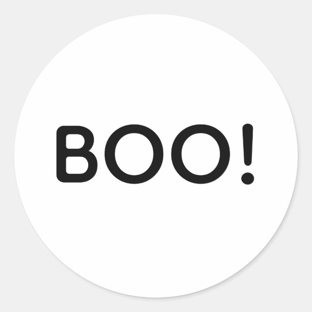 Halloween BOO! Simple Typography Gift Treat Bag Classic Round Sticker (Front)