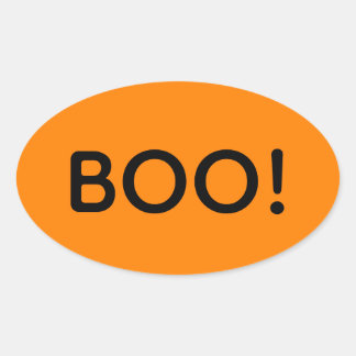 Halloween BOO! Simple Typography Gift Treat Bag Oval Sticker
