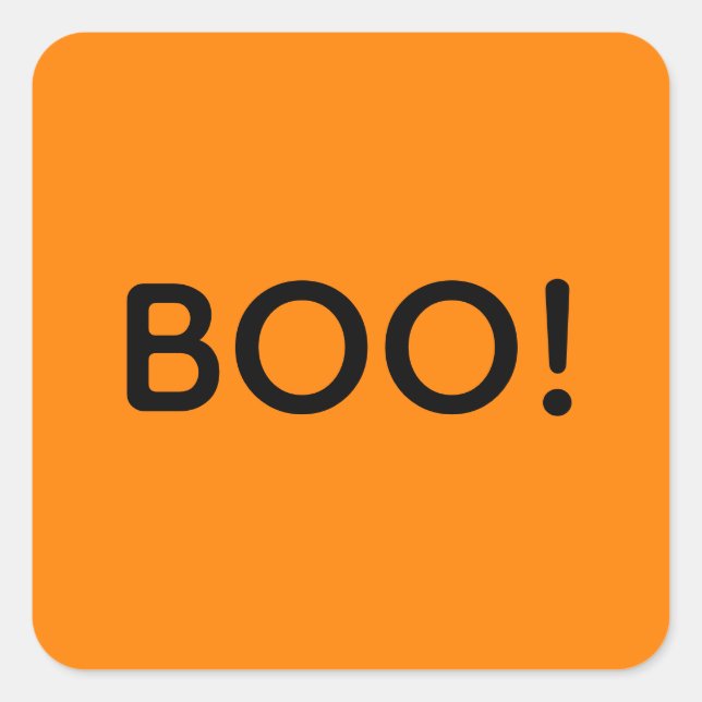 Halloween BOO! Simple Typography Gift Treat Bag Square Sticker (Front)