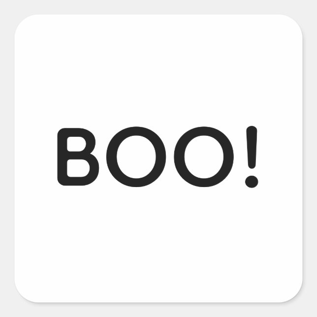 Halloween BOO! Simple Typography Gift Treat Bag Square Sticker (Front)