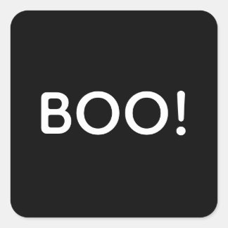 Halloween BOO! Simple Typography Gift Treat Bag Square Sticker