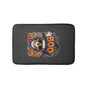Halloween Boo Skull Sunglasses Vector Bath Mat