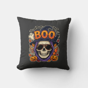 Halloween Boo Skull Sunglasses Vector Cushion