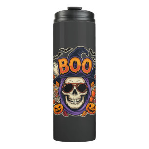 Halloween Boo Skull Sunglasses Vector Thermal Tumbler