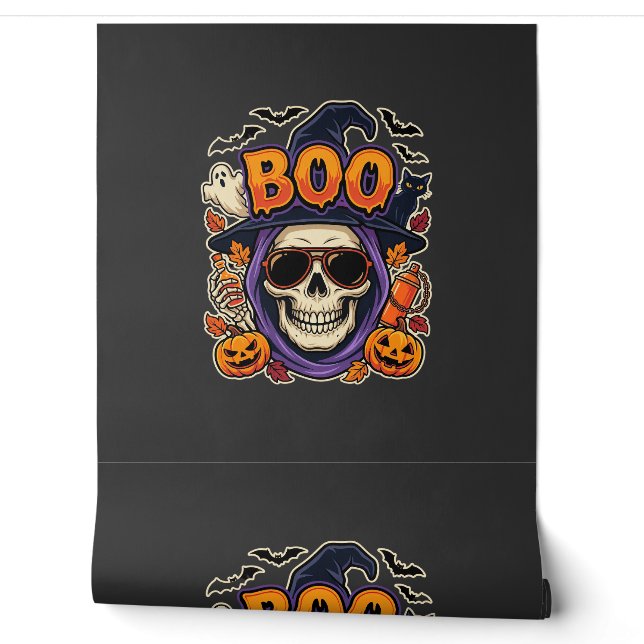 Halloween Boo Skull Sunglasses Vector Wallpaper (Unrolling)
