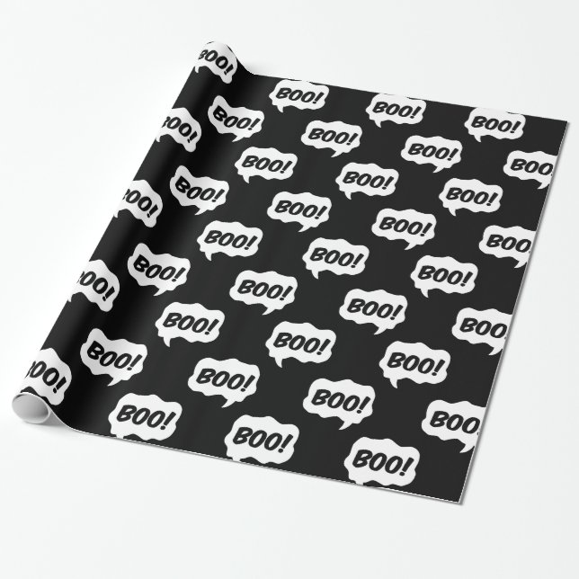 Halloween Boo Speech Bubble Pattern Wrapping Paper (Unrolled)
