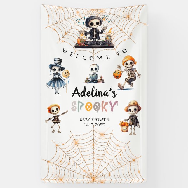 Halloween Boo Spooky Skeletons Costume Baby Shower Banner (Vertical)