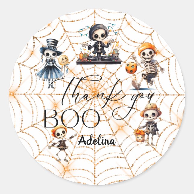 Halloween Boo Spooky Skeletons Costume Baby Shower Classic Round Sticker (Front)