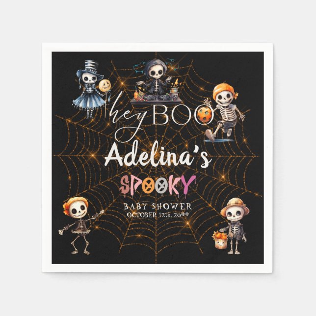 Halloween Boo Spooky Skeletons Costume Baby Shower Napkin (Front)