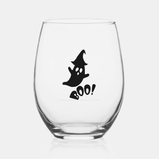 Halloween boo                 stemless wine glass