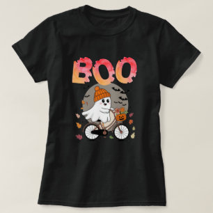 Halloween Boo-tiful Cute Ghost on a Bike T-Shirt