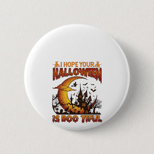 Halloween Boo Tiful Haunted House Crescent Moon Ba 6 Cm Round Badge