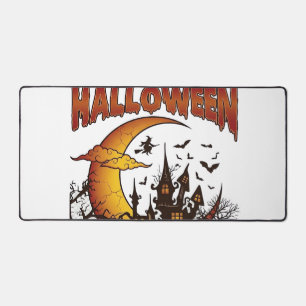 Halloween Boo Tiful Haunted House Crescent Moon Ba Desk Mat