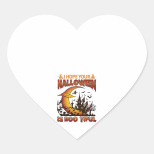 Halloween Boo Tiful Haunted House Crescent Moon Ba Heart Sticker