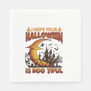 Halloween Boo Tiful Haunted House Crescent Moon Ba Napkin