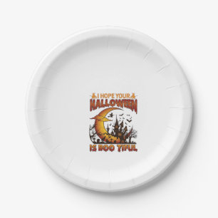 Halloween Boo Tiful Haunted House Crescent Moon Ba Paper Plate