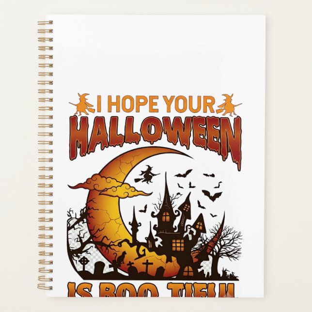 Halloween Boo Tiful Haunted House Crescent Moon Ba Planner (Front)