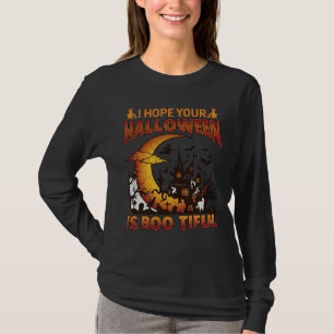 Halloween Boo Tiful Haunted House Crescent Moon Ba T-Shirt