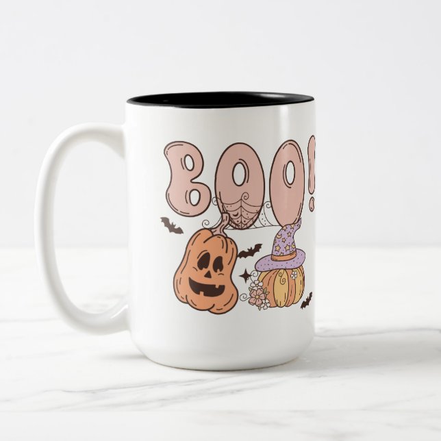 Halloween Boo Two-Tone Coffee Mug (Left)
