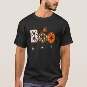Halloween Boo With Witch Hat Spider Scary Hallowee T-Shirt