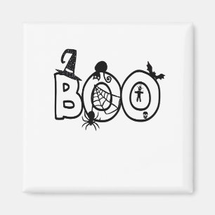 Halloween Boo with Witches Hat Black Cat Spider Magnet