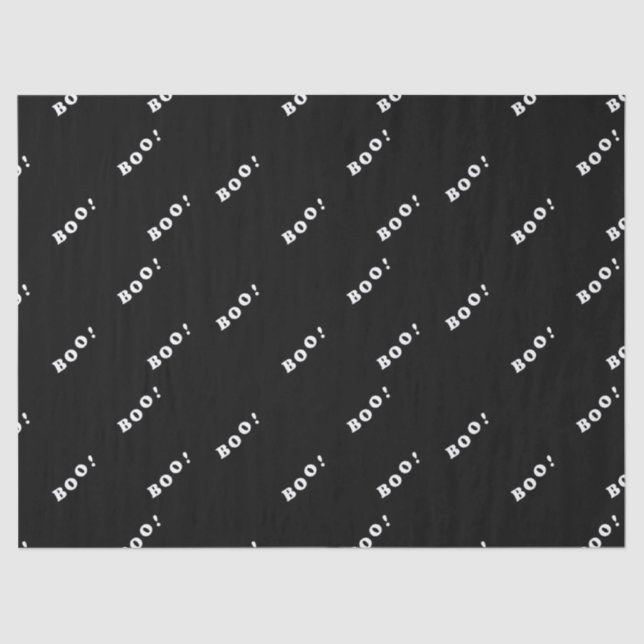 Halloween boo words on black tissue paper (Front)