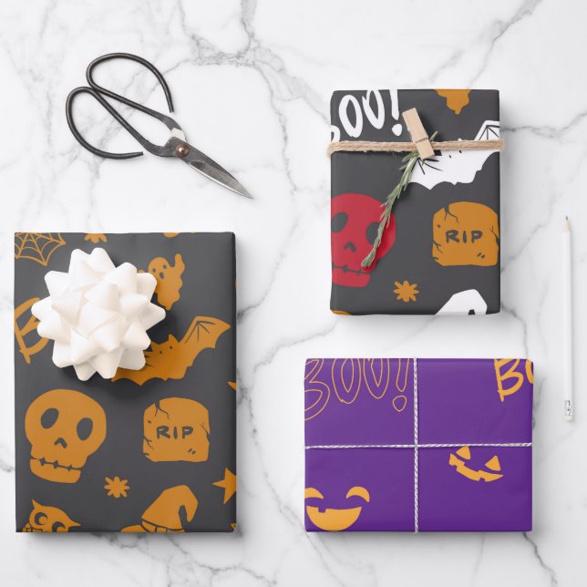 Halloween Boo! Wrapping Paper Sheet (Front)