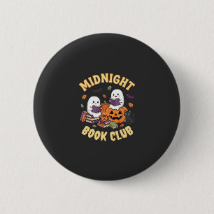 Halloween Book Club Ghost Reading Pumpkin Design_1 6 Cm Round Badge