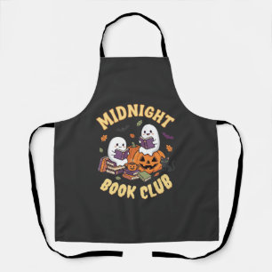 Halloween Book Club Ghost Reading Pumpkin Design_1 Apron
