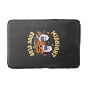Halloween Book Club Ghost Reading Pumpkin Design_1 Bath Mat