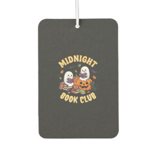 Halloween Book Club Ghost Reading Pumpkin Design_1 Car Air Freshener