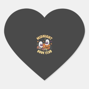 Halloween Book Club Ghost Reading Pumpkin Design_1 Heart Sticker
