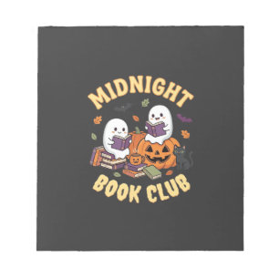 Halloween Book Club Ghost Reading Pumpkin Design_1 Notepad