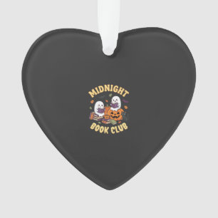 Halloween Book Club Ghost Reading Pumpkin Design_1 Ornament