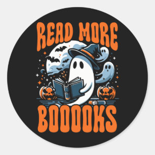 Halloween Book Lover Ghost Boo Pun Read More Boook Classic Round Sticker