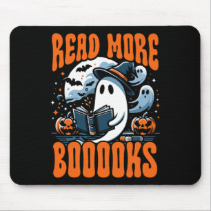 Halloween Book Lover Ghost Boo Pun Read More Boook Mouse Mat