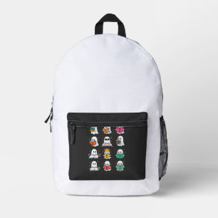 Halloween Book Reading Ghosts Kawaii Library Desig Printed Backpack