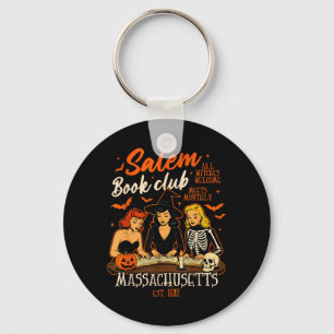 Halloween Book Reading Witch Salem Book Club Key Ring
