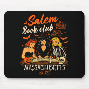 Halloween Book Reading Witch Salem Book Club Mouse Mat