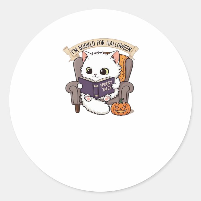 Halloween Bookish  Spookily Cozy and Cleverly Lite Classic Round Sticker (Front)