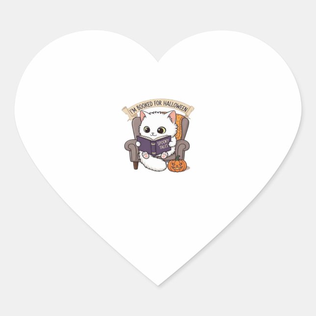 Halloween Bookish  Spookily Cozy and Cleverly Lite Heart Sticker (Front)