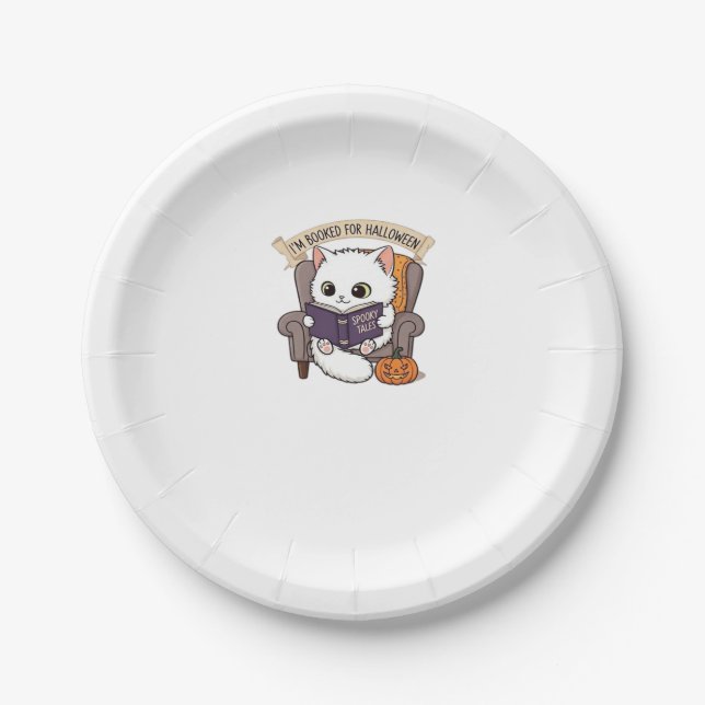 Halloween Bookish  Spookily Cozy and Cleverly Lite Paper Plate (Front)