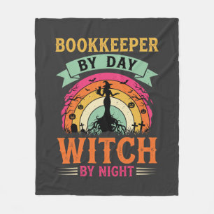 Halloween Bookkeeper by Day Witch by Night Design Fleece Blanket