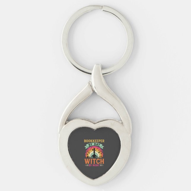 Halloween Bookkeeper by Day Witch by Night Design Key Ring (Front)