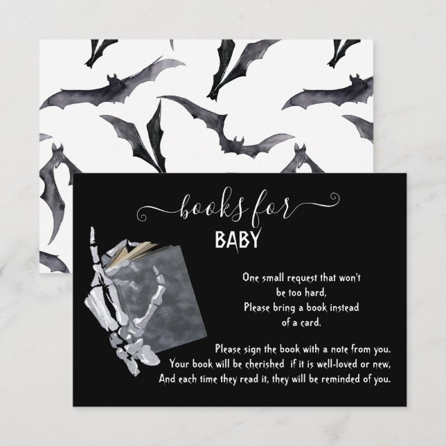 Halloween Books for Baby Shower enclosure card (Front/Back)