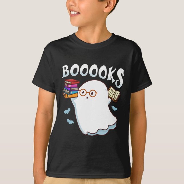 Halloween Books Librarian English Teacher Reader R T-Shirt (Front)
