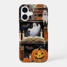 Halloween Bookshelf Phone Case Ghost Pumpkin Cosy