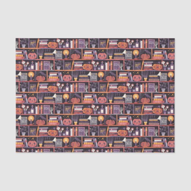 Halloween Bookshelf Tissue Paper (Front)