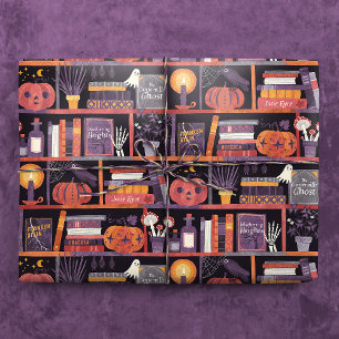Halloween Bookshelf Wrapping Paper