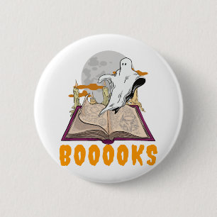 Halloween boooks. Ghost reading halloween 6 Cm Round Badge